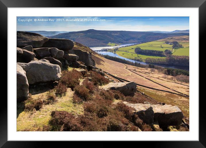 Whinstone Lee Tor Framed Mounted Print by Andrew Ray