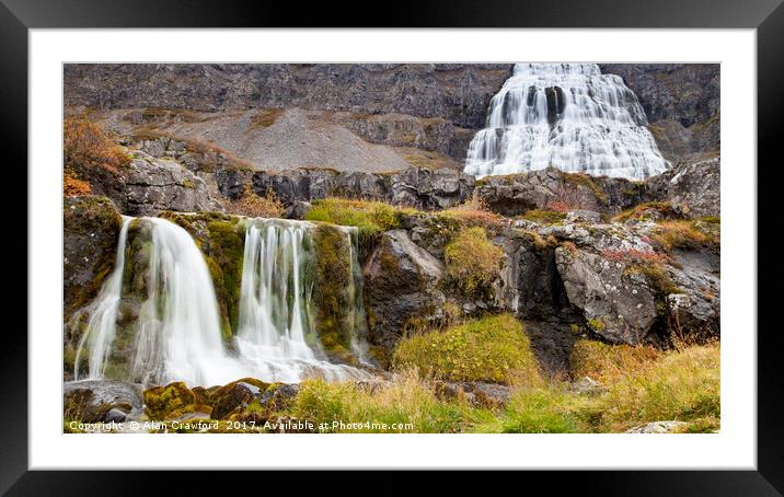 Dynjandi (Fjallfoss) waterfall, Iceland Framed Mounted Print by Alan Crawford