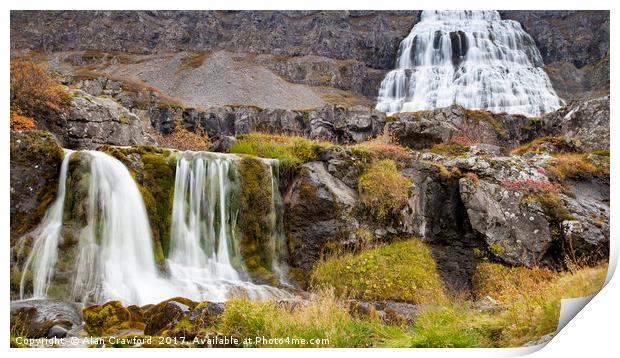 Dynjandi (Fjallfoss) waterfall, Iceland Print by Alan Crawford