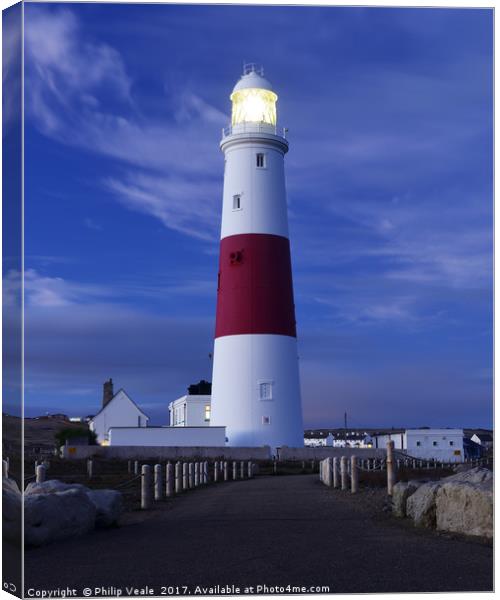 Portland Bill Lighthouse at night. Canvas Print by Philip Veale