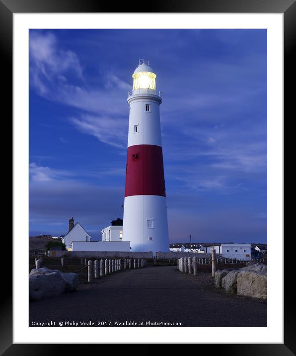 Portland Bill Lighthouse at night. Framed Mounted Print by Philip Veale
