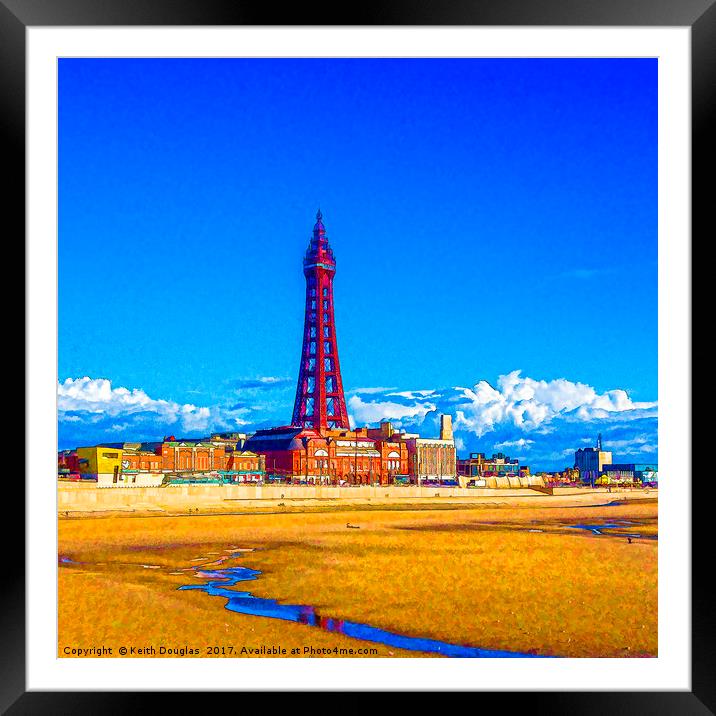 Blackpool Tower rising over the seaside Framed Mounted Print by Keith Douglas