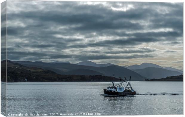 Trawler Coming Home Little Loch Broom, Ullapool, Canvas Print by Nick Jenkins