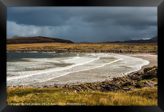 Achnahaird Beach on the Coigach Peninsula Scotland Framed Print by Nick Jenkins