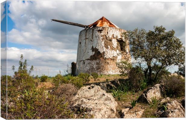 Derelict Windmill Laranjeiras Portugal Canvas Print by Wight Landscapes
