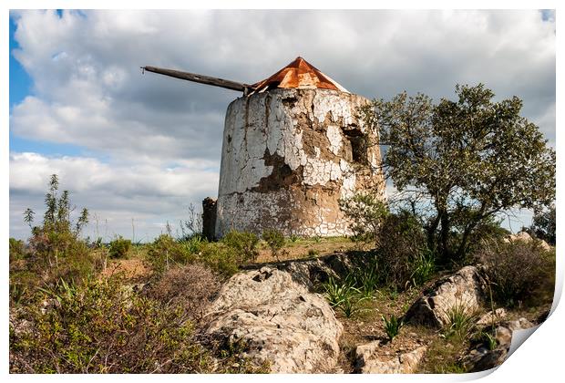 Derelict Windmill Laranjeiras Portugal Print by Wight Landscapes