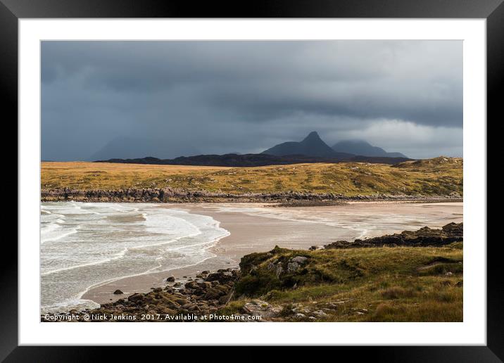 Achnahaird Beach on the Coigach Peninsula Scotland Framed Mounted Print by Nick Jenkins
