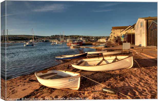 Golden light on Teignmouth Back Beach on The River Canvas Print by Rosie Spooner