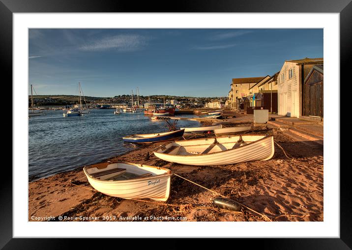 Golden light on Teignmouth Back Beach on The River Framed Mounted Print by Rosie Spooner