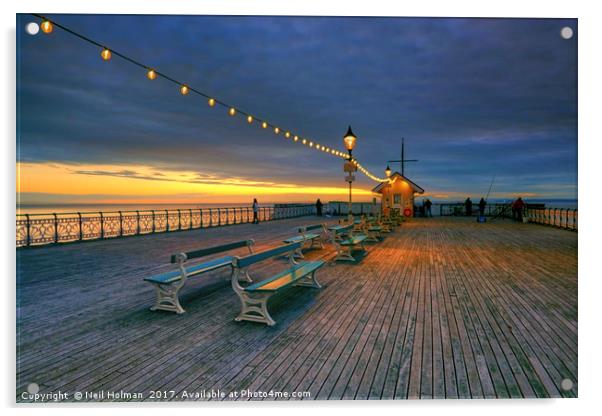 Penarth Pier Sunrise Acrylic by Neil Holman