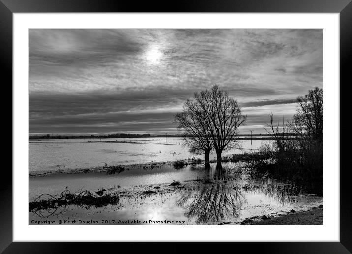 Watery sun on the Fens Framed Mounted Print by Keith Douglas