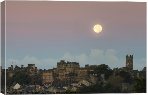 Full moon over Lancaster Castle Canvas Print by Keith Douglas