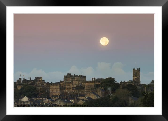 Full moon over Lancaster Castle Framed Mounted Print by Keith Douglas