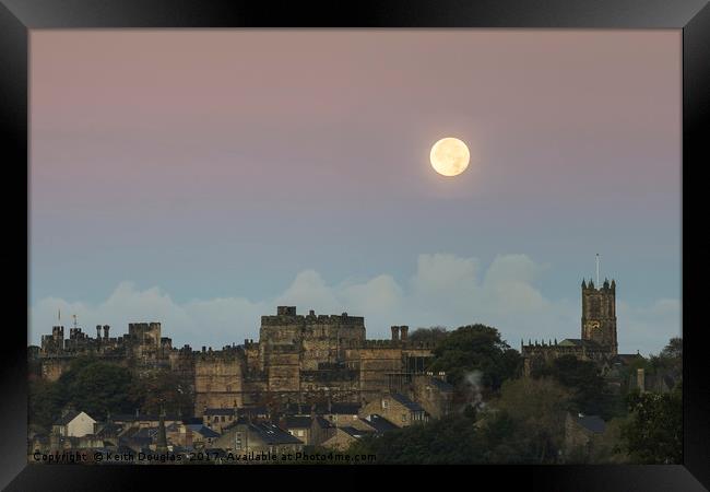 Full moon over Lancaster Castle Framed Print by Keith Douglas
