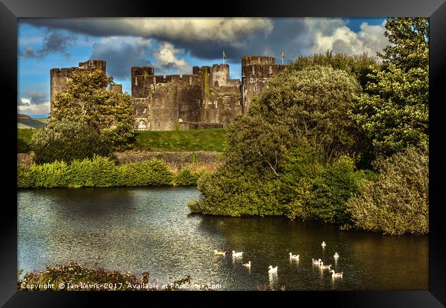 Caerphilly Castle Western Towers Framed Print by Ian Lewis