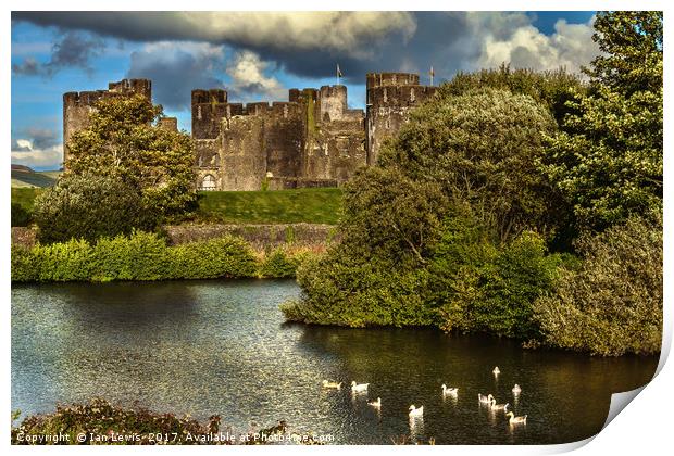 Caerphilly Castle Western Towers Print by Ian Lewis