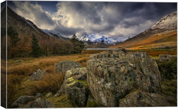 Looking down the Ogwen valley Canvas Print by Clive Ashton