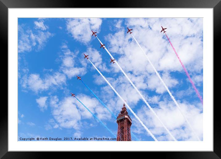 Red Arrows over Blackpool Tower Framed Mounted Print by Keith Douglas