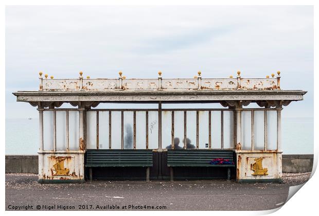 Grey day, Hove seafront Print by Nigel Higson