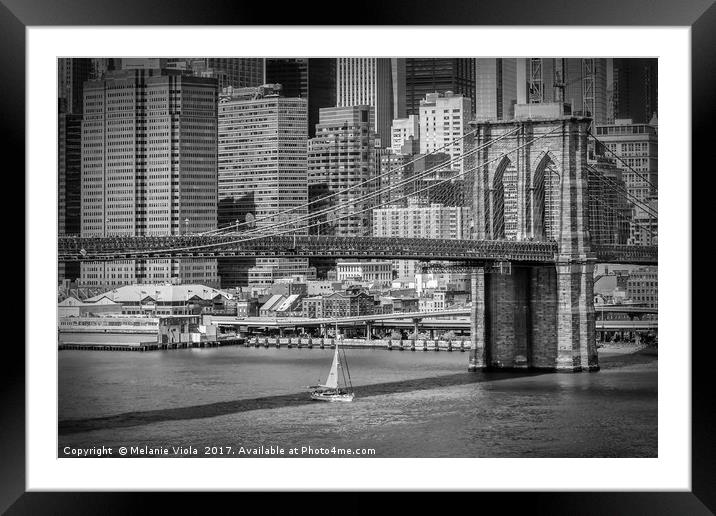 NEW YORK CITY Brooklyn Bridge & Manhattan Skyline Framed Mounted Print by Melanie Viola