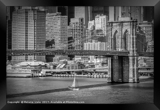 NEW YORK CITY Brooklyn Bridge & Manhattan Skyline Framed Print by Melanie Viola