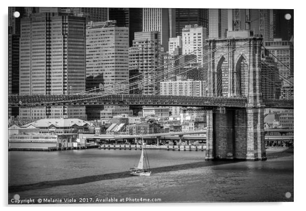 NEW YORK CITY Brooklyn Bridge & Manhattan Skyline Acrylic by Melanie Viola