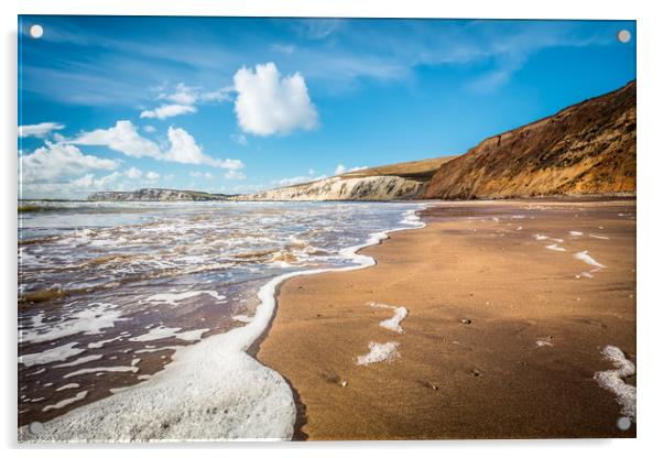 Compton Bay Beach Isle Of Wight Acrylic by Wight Landscapes
