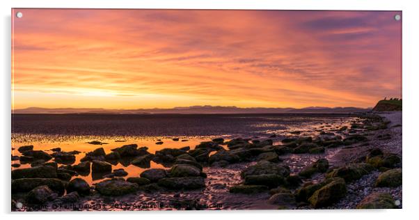 Morecambe Bay Sunset Acrylic by Keith Douglas