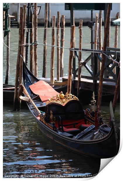 Gondola - Venice Print by Samantha Higgs