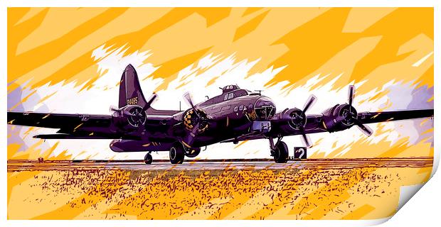 B17 Flying Fortress Comic Strip Print by J Biggadike