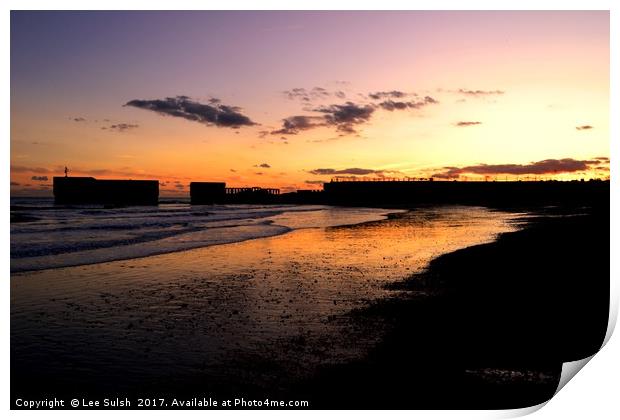 Hastings Harbour Arm at sunset Print by Lee Sulsh