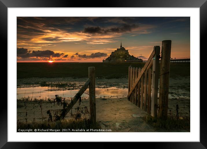 Through the gate at Mont St Michel, France. Framed Mounted Print by Richard Morgan