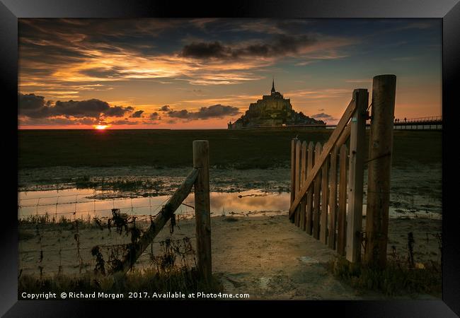 Through the gate at Mont St Michel, France. Framed Print by Richard Morgan