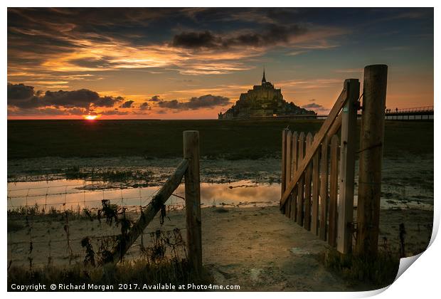 Through the gate at Mont St Michel, France. Print by Richard Morgan