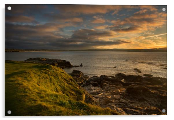 Sunset at St Ives bay Cornwall Acrylic by Eddie John