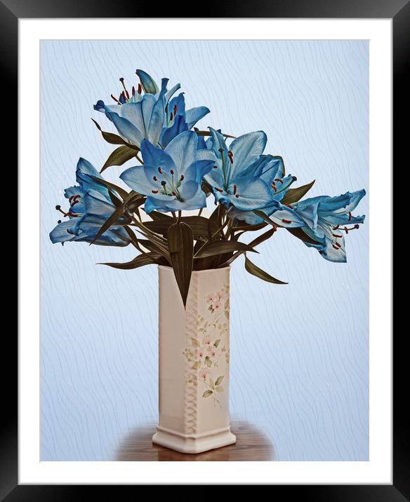 Blue Lilies Framed Mounted Print by David McCulloch