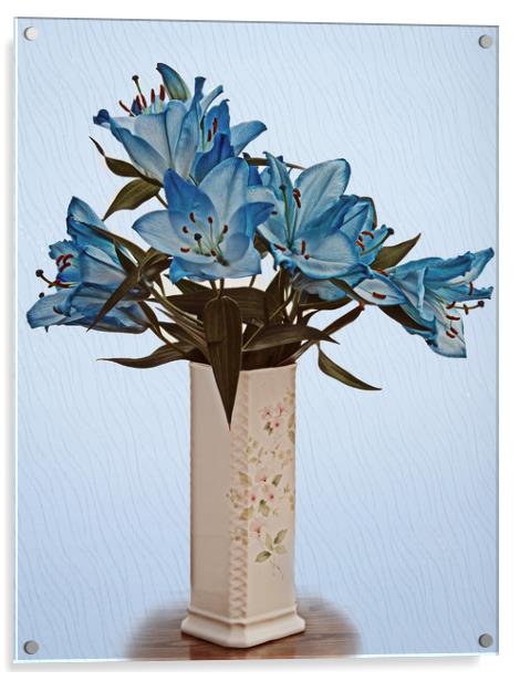 Blue Lilies Acrylic by David McCulloch