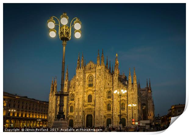 Milan Duomo at Night Print by James Rowland