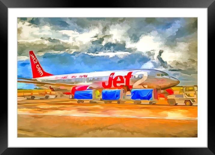 Pop Art Airliner Framed Mounted Print by David Pyatt