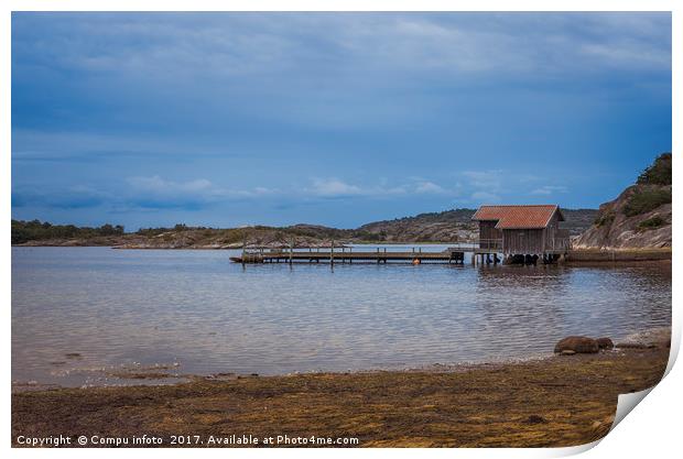 wooden pier on the swedish coast Print by Chris Willemsen