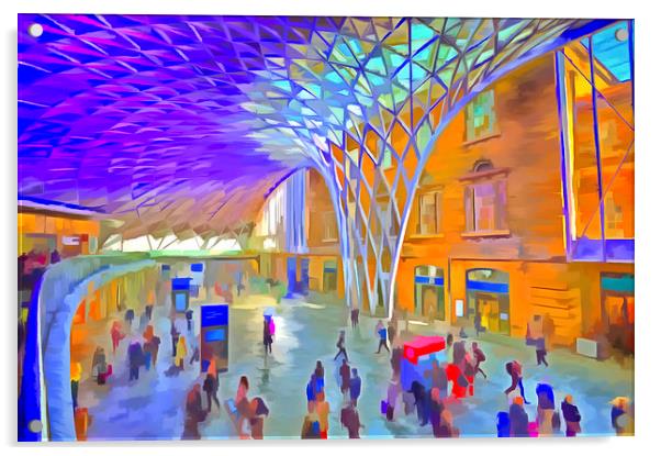 Kings Cross Rail Station Pop Art Acrylic by David Pyatt