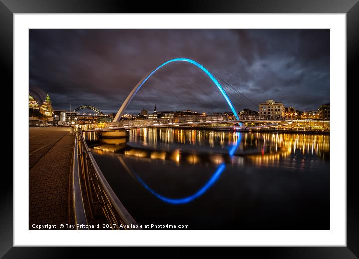 Gateshead Millennium Bridge Framed Mounted Print by Ray Pritchard