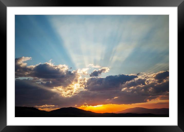 Sunset in Western Montana Framed Mounted Print by Luc Novovitch