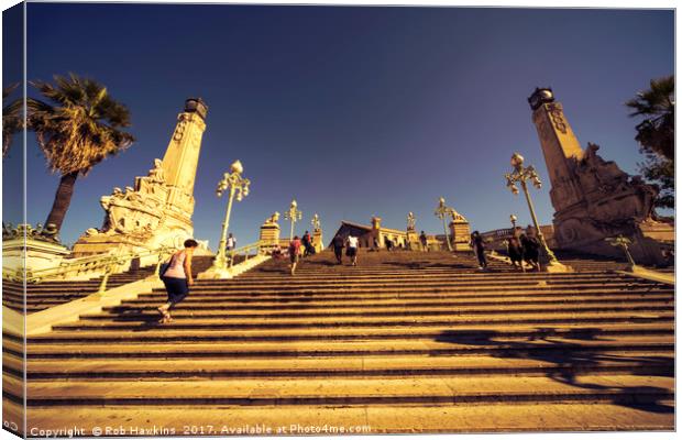 Marseille Station Steps  Canvas Print by Rob Hawkins