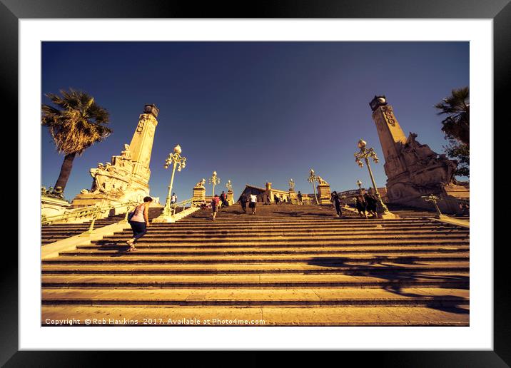 Marseille Station Steps  Framed Mounted Print by Rob Hawkins