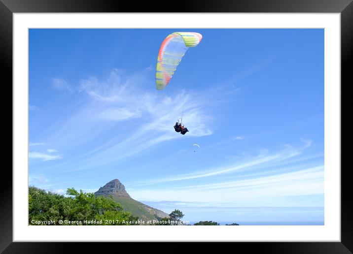 Paraglide Cape Town Framed Mounted Print by George Haddad