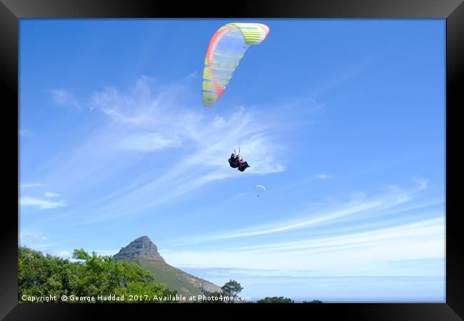 Paraglide Cape Town Framed Print by George Haddad