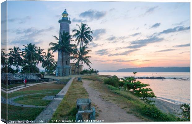 Galle fort lighthouse at sunrise Canvas Print by Kevin Hellon