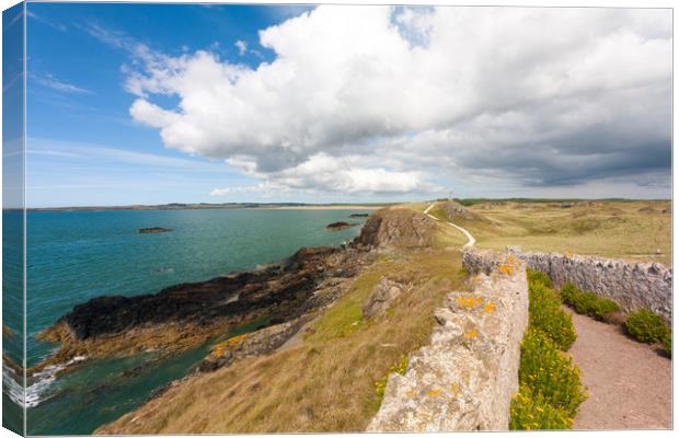 Pathway to cross on Llanddwyn island, Anglesey, Gw Canvas Print by Kevin Hellon