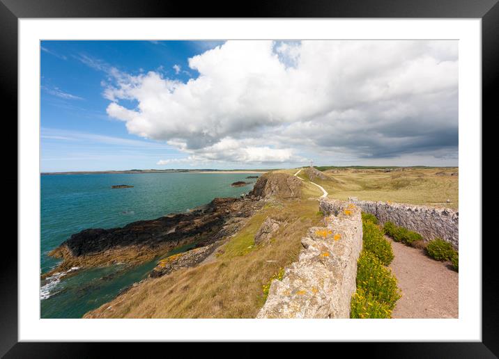 Pathway to cross on Llanddwyn island, Anglesey, Gw Framed Mounted Print by Kevin Hellon